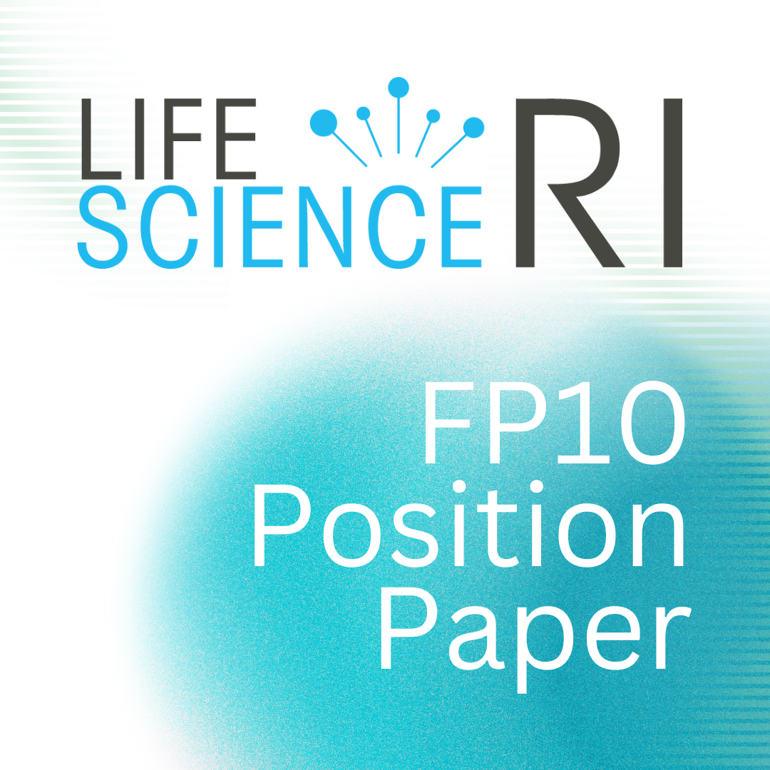 A teal picture that says: LIFE SCIENCE RI FP10 Position Paper